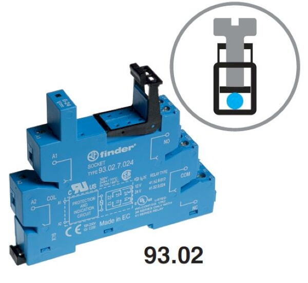 93020125  Розетка с винтовыми клеммами (с зажимной клетью) для реле 41 серии, 125В АС/DC, пластиковая клипса Finder
