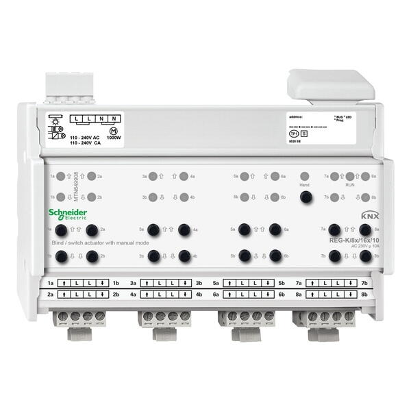 MTN649908  Merten KNX Актор жалюзи/выключателей 8/16 канальное 10А 220V возможность ручного управления DIN-рейка Schneider Electric