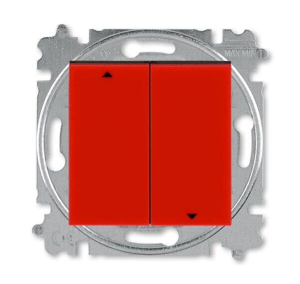 2CHH598945A6065  Выключатель жалюзи 2-клавишный с фиксацией Levit красный/дымчатый чёрный ABB