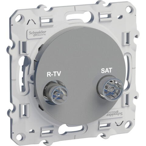 S53R456  Odace Розетка R-TV/SAT проходная алюминий Schneider Electric