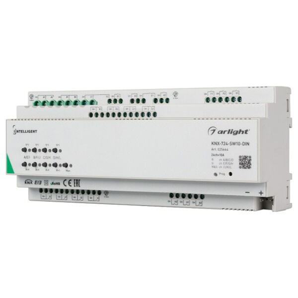 Релейный модуль INTELLIGENT KNX-724-SW10-DIN (BUS, 24х10A) 025664 Arlight