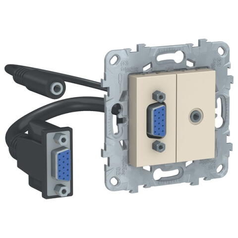 NU593244  Unica New Розетка бежевая HD15+Minijack Schneider Electric