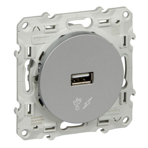 S53R408  Odace Розетка USB алюминий Schneider Electric