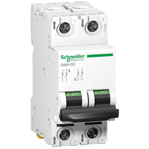 A9N61520  Acti 9 C60H-DC Автоматический выключатель 2P 0,5A (C) 500В DC Schneider Electric