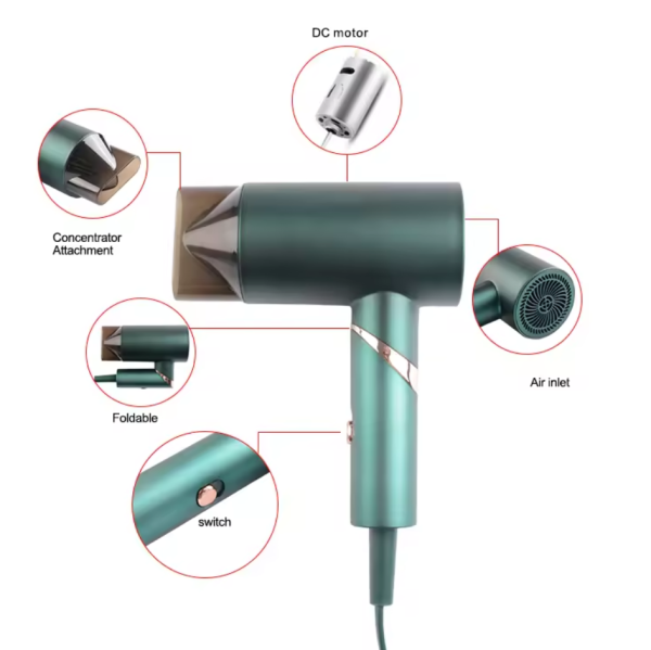 Профессиональный 1200 Вт складной фен для волос / Электрический пластиковый фен для волос ABC201B9