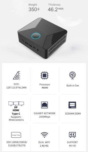 Настольный мини-ПК Minipc-DLL600B Игровой мини-ПК BEBC6E24